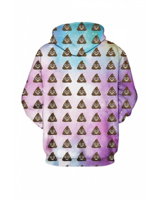 Womens Poop Emoji Pastel Galaxy Printed Pullover Hoodie Pink