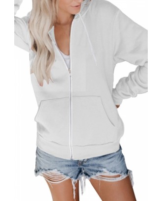 Zip Up Hoodie With Pocket White
