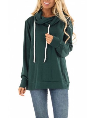 Oversized Hoodie Solid Color Green