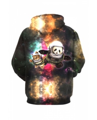Womens Astronaut Pals 3D Printed Pullover Hoodie Brown