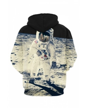 Womens Neil Armstrong on The Moon 3D Printed Pullover Hoodie Gray