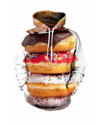 Womens Sweet Donuts 3D Printed Pullover Hoodie Yellow