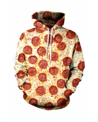 Womens Pepperoni Pizza 3D Printed Pullover Hoodie