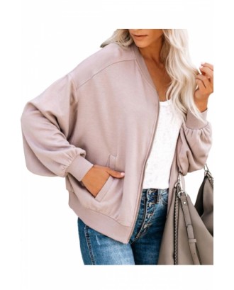 Pink Bomber Jacket With Pocket For Women