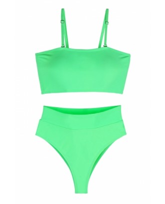 Sexy Bandeau High Waisted Bikini Bottoms Set Two Piece Swimsuits Green