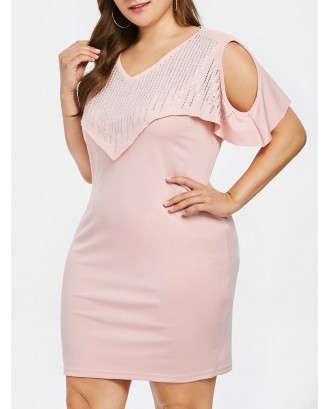 Plus Size Cut Out Capelet Dress - Pig Pink L