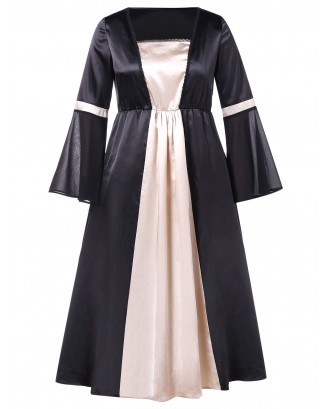 Plus Size Halloween Color Block Maxi Dress - Black L