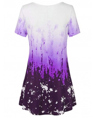 Plus Size Ombre Color Tunic T-shirt - Violet 2x