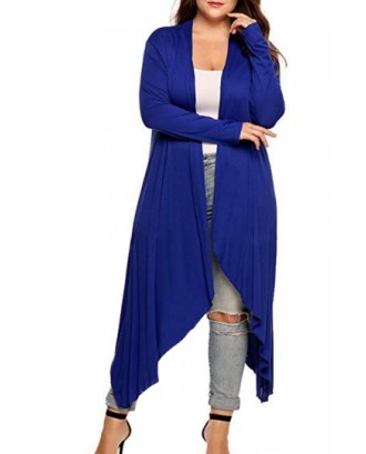 Plus Size Lightweight Cardigan Long Sleeve Blue