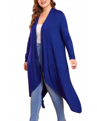 Plus Size Lightweight Cardigan Long Sleeve Blue