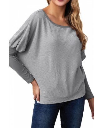 Boat Neck Sweater Loose Fit Gray