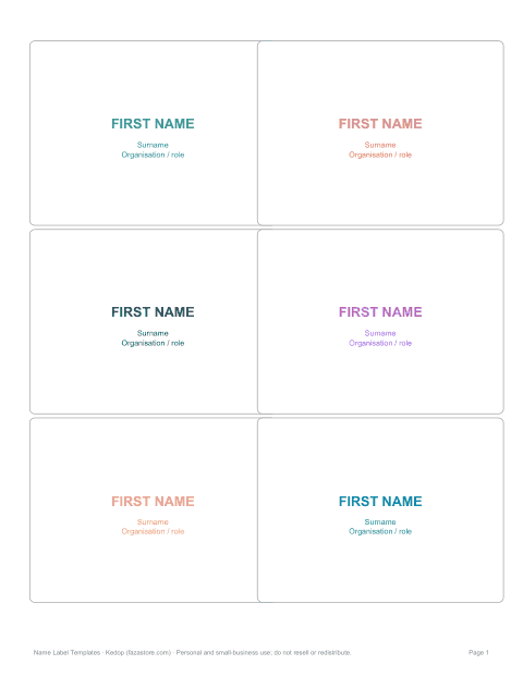 Preview of the first page of Name badges